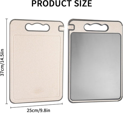 Shirokai Multi-Functional Double-Sided Cutting Board | Premium Titanium & Eco-Friendly Wheat Straw | BPA-Free, Non-Slip, Garlic Grinder, Juice Groove
