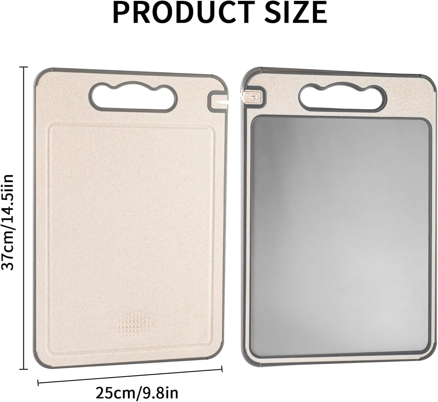 Shirokai Multi-Functional Double-Sided Cutting Board | Premium Titanium & Eco-Friendly Wheat Straw | BPA-Free, Non-Slip, Garlic Grinder, Juice Groove