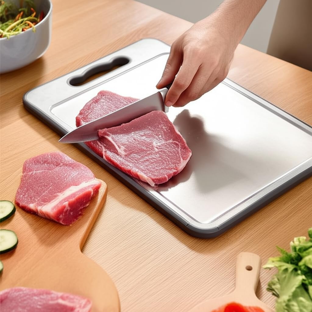 Shirokai Multi-Functional Double-Sided Cutting Board | Premium Titanium & Eco-Friendly Wheat Straw | BPA-Free, Non-Slip, Garlic Grinder, Juice Groove